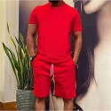 Men's Tracksuit Sweatsuit 2 Piece Drawstring Crew Neck Solid Colored Sport Athleisure Outfit Set Clothing Suit Short Sleeve Breathable Quick Dry Moisture Wicking Soft Gym Workout Running Jogging