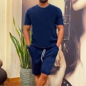 Men's Tracksuit Sweatsuit 2 Piece Drawstring Crew Neck Solid Colored Sport Athleisure Outfit Set Clothing Suit Short Sleeve Breathable Quick Dry Moisture Wicking Soft Gym Workout Running Jogging