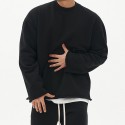 Men's Sweatshirt Tee / T-shirt Long Sleeve Top Street Casual Winter Cotton Warm Breathable Soft Everyday Use Sportswear Almond Black Grey Activewear / Athleisure