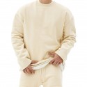 Men's Sweatshirt Tee / T-shirt Long Sleeve Top Street Casual Winter Cotton Warm Breathable Soft Everyday Use Sportswear Almond Black Grey Activewear / Athleisure