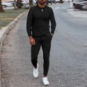 Men's 2 Piece Drawstring Pocket Shirt Collar Solid Color Sport Athleisure Clothing Suit Long Sleeve Breathable Soft Comfortable Everyday Use Street Casual Athleisure Daily Activewear / Stretchy