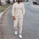 Men's 2 Piece Drawstring Pocket Shirt Collar Solid Color Sport Athleisure Clothing Suit Long Sleeve Breathable Soft Comfortable Everyday Use Street Casual Athleisure Daily Activewear / Stretchy