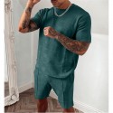 Men's Tracksuit Sweatsuit 2 Piece Drawstring Crew Neck Plaid Checkered Sport Athleisure Outfit Set Clothing Suit Short Sleeve Breathable Moisture Wicking Soft Sweat Out Gym Workout Running Jogging