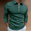 Men's Golf Shirt Solid Color Striped Turndown White Black Gray Wine Dark Green Long Sleeve Hot Stamping Going out Gym Patchwork Zipper Slim Tops Sportswear Casual