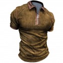 Men's Golf Shirt Solid Colored Turndown Green Black Blue Yellow Short Sleeve Outdoor Street Zipper Tops Fashion Casual Breathable Comfortable / Summer / Spring / Summer