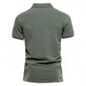 Men's Golf Shirt Solid Color Turndown Blue Gray Army Green Short Sleeve Daily Holiday Button-Down Tops Cotton Fashion Casual Comfortable