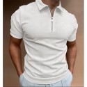 Men's Golf Shirt Tartan Vintage Turndown Going out golf shirts Zipper Patchwork Short Sleeve Slim Tops Designer Sports Black Khaki Royal Blue Comfortable Lightweight Summer Quick Dry