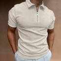 Men's Golf Shirt Tartan Vintage Turndown Going out golf shirts Zipper Patchwork Short Sleeve Slim Tops Designer Sports Black Khaki Royal Blue Comfortable Lightweight Summer Quick Dry