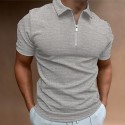 Men's Golf Shirt Tartan Vintage Turndown Going out golf shirts Zipper Patchwork Short Sleeve Slim Tops Designer Sports Black Khaki Royal Blue Comfortable Lightweight Summer Quick Dry