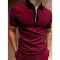 Men's Golf Shirt non-printing Solid Color Color Block Turndown Casual Daily Zipper Patchwork Short Sleeve Tops Business Simple Fashion Classic Summer Comfortable Lightweight Quick Dry