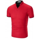Men's Golf Shirt Tennis Shirt Solid Colored Collar V Neck Green White Black Gray Red Short Sleeve Daily golf shirts Patchwork Tops Cotton Basic / Summer / Summer