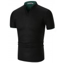 Men's Golf Shirt Tennis Shirt Solid Colored Collar V Neck Green White Black Gray Red Short Sleeve Daily golf shirts Patchwork Tops Cotton Basic / Summer / Summer