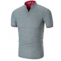 Men's Golf Shirt Tennis Shirt Solid Colored Collar V Neck Green White Black Gray Red Short Sleeve Daily golf shirts Patchwork Tops Cotton Basic / Summer / Summer
