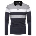 Men's T shirt Tee Graphic Color Block Collar Gray Red Navy Blue Long Sleeve Daily Going out Tops Cotton Casual / Fall