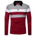 Men's T shirt Tee Graphic Color Block Collar Gray Red Navy Blue Long Sleeve Daily Going out Tops Cotton Casual / Fall