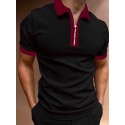 Men's Golf Shirt Solid Color Collar Wine White Black Gray Short Sleeve Outdoor Street Zipper Tops Fashion Casual Breathable Comfortable