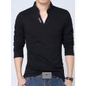 Men's Golf Shirt Tennis Shirt Solid Colored Plus Size Collar Stand Collar Daily Sports Long Sleeve Tops Cotton Sports & Outdoors Active Green White Casual Black Summer Shirts