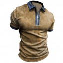 Men's Shirt Solid Colored Turndown Yellow Short Sleeve Outdoor Street Zipper Tops Fashion Casual Breathable Comfortable / Summer / Spring / Summer