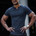 Men's T shirt Tee Solid Color V Neck White Black Gray Navy Blue Short Sleeve Street Casual Tops Basic Fashion Classic Comfortable / Summer / Summer / Sports