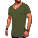 men's tee short sleeved basic t-shirt v-neck neckline gym oversize look casual sportwear solid color slim fit t shirt
