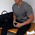 Men's T shirt Tee Solid Color V Neck Light Purple Green White Black Gray Short Sleeve Casual Daily Tops Sports Fashion Lightweight Muscle / Summer / Summer