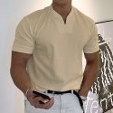 Men's T shirt Tee Solid Color V Neck Light Purple Green White Black Gray Short Sleeve Casual Daily Tops Sports Fashion Lightweight Muscle / Summer / Summer