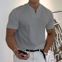 Men's T shirt Tee Solid Color V Neck Light Purple Green White Black Gray Short Sleeve Casual Daily Tops Sports Fashion Lightweight Muscle / Summer / Summer