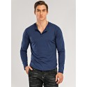 Men's T shirt Tee Tee Solid Colored Henley Green White Black Army Green Grey Long Sleeve Daily Tops Basic Classic Muscle Big and Tall / Wet and Dry Cleaning