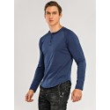 Men's T shirt Tee Tee Solid Colored Henley Green White Black Army Green Grey Long Sleeve Daily Tops Basic Classic Muscle Big and Tall / Wet and Dry Cleaning