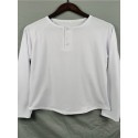 Men's T shirt Tee Tee Solid Colored Henley Green White Black Army Green Grey Long Sleeve Daily Tops Basic Classic Muscle Big and Tall / Wet and Dry Cleaning