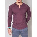 Men's T shirt Tee Tee Solid Colored Henley Green White Black Army Green Grey Long Sleeve Daily Tops Basic Classic Muscle Big and Tall / Wet and Dry Cleaning