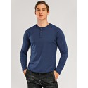 Men's T shirt Tee Tee Solid Colored Henley Green White Black Army Green Grey Long Sleeve Daily Tops Basic Classic Muscle Big and Tall / Wet and Dry Cleaning