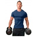Men Muscle Tee T Shirt Stretch Short Sleeve Crew Neck Bodybuilding Workout Basic Daily Tops Navy White Wine Red