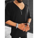 Men's T shirt Tee Solid Color V Neck White Black Brown Beige Half Sleeve Casual Daily Tops Fashion Lightweight Casual Classic