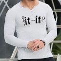 Men's T shirt Tee Graphic Letter V Neck White Long Sleeve Hot Stamping Street Daily Print Tops Fashion Designer Casual Comfortable / Sports