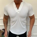 Men's T shirt Tee Solid Color V Neck Green White Black Blue Pink Short Sleeve Casual Daily Tops Sports Fashion Lightweight Muscle / Summer / Summer