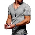 Men's T shirt Tee Tee Solid Colored V Neck Green White Black Blue Gray Short Sleeve Daily Tops Basic Muscle Slim Fit Comfortable / Summer / Wet and Dry Cleaning / Summer