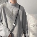 Men's T shirt Tee Solid Color Stand Collar White Black Light gray Long Sleeve Daily Holiday Tops Streetwear Casual Comfortable
