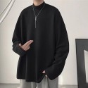 Men's T shirt Tee Solid Color Stand Collar White Black Light gray Long Sleeve Daily Holiday Tops Streetwear Casual Comfortable