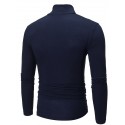 Men's Pure Color T-Shirt Thermal Mock Turtleneck Tops Long Sleeve Basic Casual Baselayers Comfort Slim Fit Pullover Shirt Tops Blouse for Autumn Navy Blue