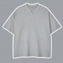 Men's T shirt Tee Solid Color Stand Collar Black Khaki Light gray Dark Gray Coffee Short Sleeve Daily Holiday Zipper Tops Cotton Casual Comfortable / Summer / Summer