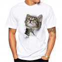 Men's T shirt Tee Graphic Cat Crew Neck A B C D E Short Sleeve Hot Stamping Street Daily Print Tops Fashion Designer Casual Comfortable / Beach