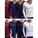 Men's T shirt Tee Shirt Tee Graphic Solid Colored V Neck White Black Wine Army Green Navy Blue Long Sleeve Plus Size Daily Weekend Slim Tops Basic Designer Muscle Big and Tall / Spring / Fall