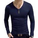 Men's T shirt Tee Shirt Tee Graphic Solid Colored V Neck White Black Wine Army Green Navy Blue Long Sleeve Plus Size Daily Weekend Slim Tops Basic Designer Muscle Big and Tall / Spring / Fall