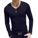 Men's T shirt Tee Shirt Tee Graphic Solid Colored V Neck White Black Wine Army Green Navy Blue Long Sleeve Plus Size Daily Weekend Slim Tops Basic Designer Muscle Big and Tall / Spring / Fall