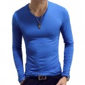 Men's T shirt Tee Shirt Tee Graphic Solid Colored V Neck White Black Wine Army Green Navy Blue Long Sleeve Plus Size Daily Weekend Slim Tops Basic Designer Muscle Big and Tall / Spring / Fall