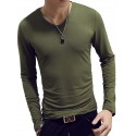 Men's T shirt Tee Shirt Tee Graphic Solid Colored V Neck White Black Wine Army Green Navy Blue Long Sleeve Plus Size Daily Weekend Slim Tops Basic Designer Muscle Big and Tall / Spring / Fall
