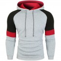 style men‘s casual hooded long-sleeved stitching hat belt design slim sweater w62 p35