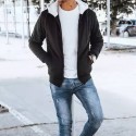 Men's Full Zip Hoodie Fleece Jacket Solid Color Zipper Daily Holiday Going out non-printing Fleece Casual Streetwear Hoodies Sweatshirts  Black