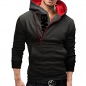 Men's Pullover Hoodie Sweatshirt Hooded Solid Color Letter Pocket Casual Daily Holiday Sportswear Casual Hoodies Sweatshirts  Long Sleeve Loose Fit Black Blue / Fall